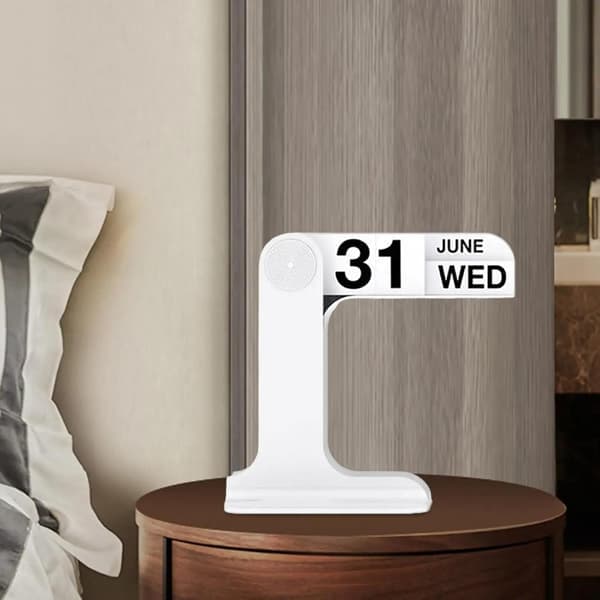 Table Calendar Reusable Perpetual Standing Flip Date Display White Office Home [Ho]
