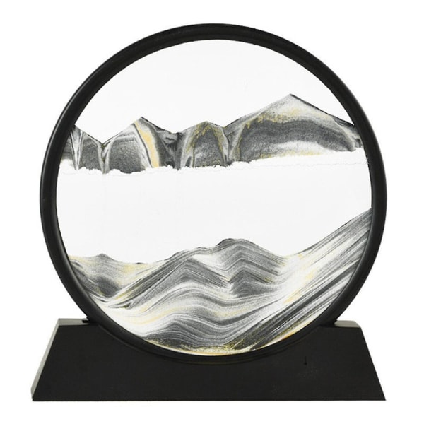 Moving 3d Sand Art Bilde Rundt Glass Timeglass Deep Sea Sandscape Home Decor BlackBlack black