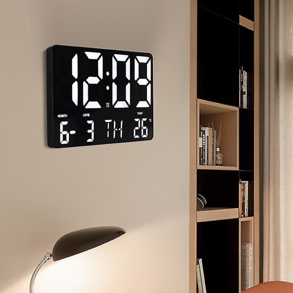 Digitalt ur stort display, digitalt kalendervækkeur, led overdimensioneret vægur, stort ur kompatibel med