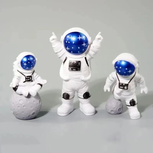 3 kpl Astronaut Avaruuskakun Koristeita Ulkoavaruuskakun Koristeet Dekoraatiot Avaruusmiehen Miniatyyrit Astronautti Leikkisetit (Tähti)