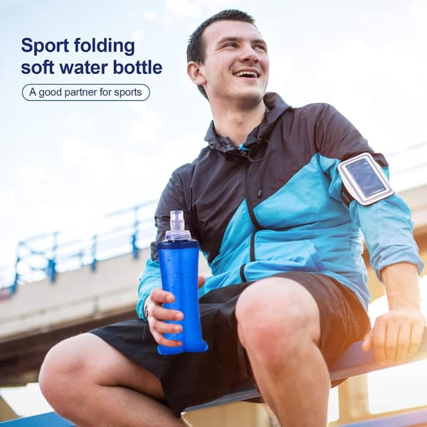 2 st Mjuka Flaskor 250ml, TPU Hopfällbara Löparvattenflaskor, Utomhus Sport Hydreringsflaska, Mjuk Vikbar Vattenflaska