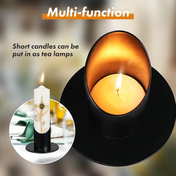 Candlestick (black, 4 cm), communion candle, metal candlestick