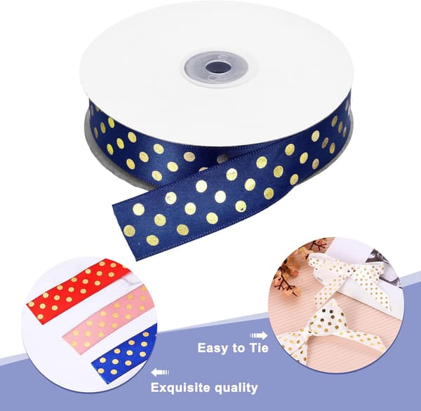 Prikker Grosgrain Bånd 50 Yards 1\" Dyp Blå 1 Tomme Black SQUARE
