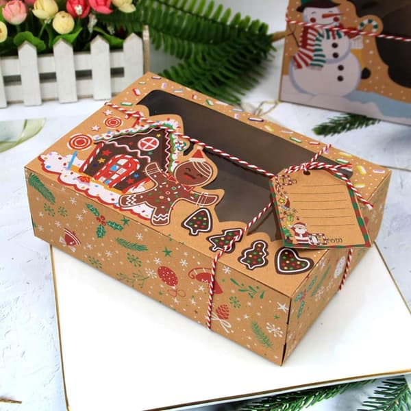 12-pack Christmas Candy Boxes with Transparent Paper Windows