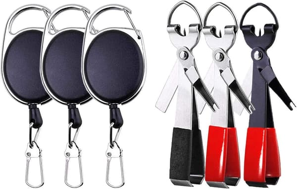 Quick Knot Tying Tool 3 Set Stainless Steel 4 in 1 Tool Including Quick Knot Tier Fly Line Clipper Hook Sharpener Hook Eye Needle