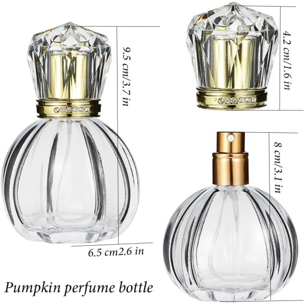 1 pakke 50 ml (1,76 oz) gjennomsiktig glass parfymeflaskesett med Diamond Crystal Crown Transparent gjenfyllbar sprayflaske bærbar