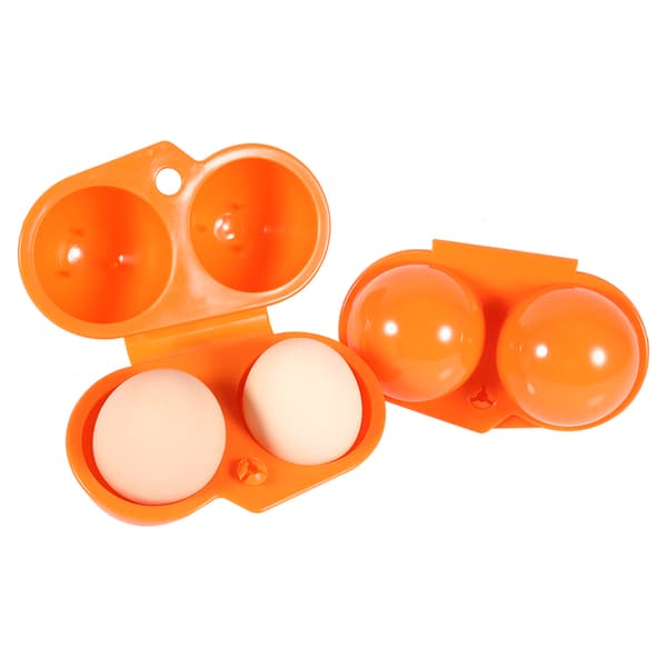 2-pack äggförvaring för kök, vikbar, bärbar behållare för utomhusbruk, orange