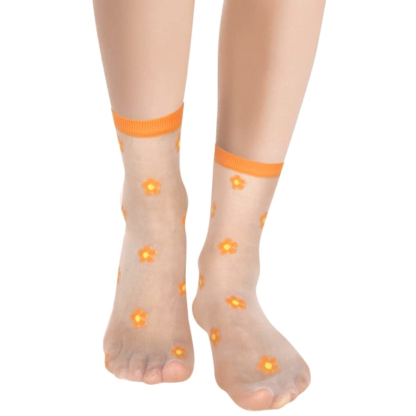 5 par Dam & Flickor Tunna Strumpor Mesh Spets Crew Strumpor Transparent Genomskinliga Ultratunna Silke Nylon Klänningstrumpor