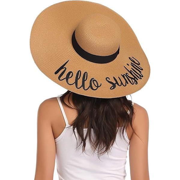 Dame Floppy Hat Stråhat Bred Skygge Solhatte Åndbare Myrer