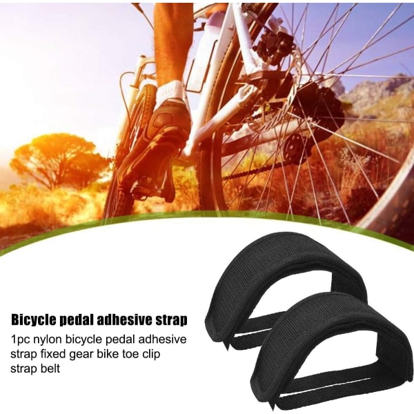 Cykelpedalremmar | Set med 2 | Heavy Duty cykelfotstödsremsor i nylon - justerbart cykeltillbehör Stationär motionscykel - svart