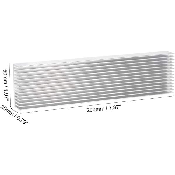 Elektronikkøler køleplade til MOS GPU IC-chip sølv 200 x 50 x 20 mm