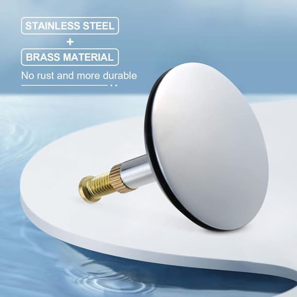Universal badekarprop Ø 43 mm, messing afløbsprop med forkromet overflade, rustfri, til standard badekarafløb, justerbar højde 50-55 mm