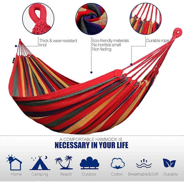 Double Hammock - Brazilian Style and Practical Use, Durable for Outdoor Adventures
