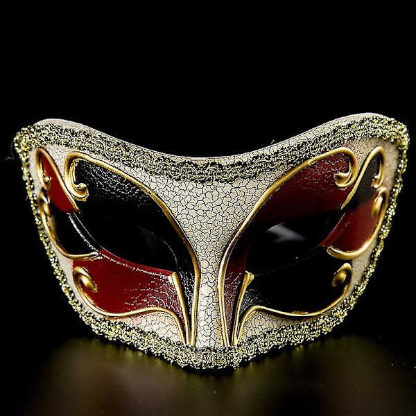 Venetiansk Maskerademaske Halloweenfest Plastmaske Maskerade RødRød Red