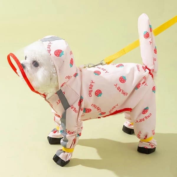 Small Dog Raincoat with Rain Boot Set, Full Coverage Waterproof with Backpack, Reflective Dog Raincoat Rain Boots