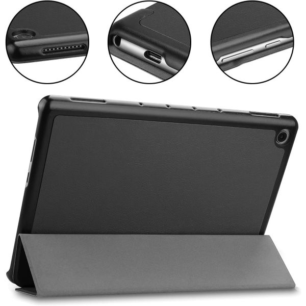 Tablettfodral Kompatibelt med M5 Lite 10.0 tum Smalt Tri-Fold Stativ Smart Fodral, Flera Visningsvinklar Stativ Hårdskal Folio Fodral (Färg: Svart)