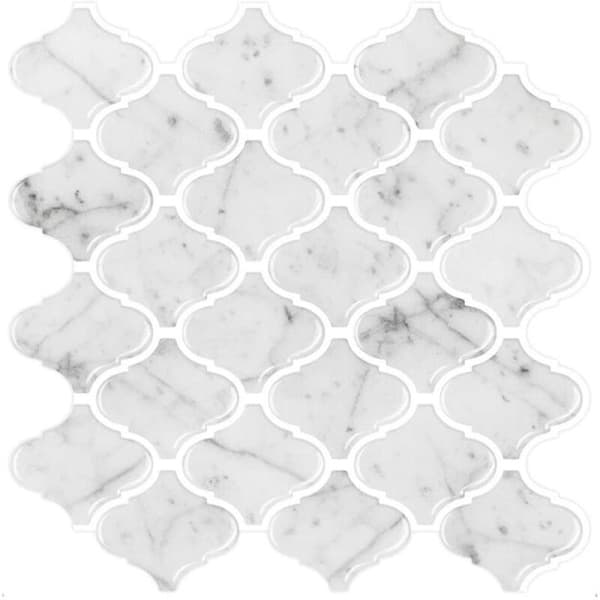 Imitation Marble Pattern Tile Sticker for Kitchen or Bathroom, Removable Backsplash 3D Wall Tile 5 Piece Series