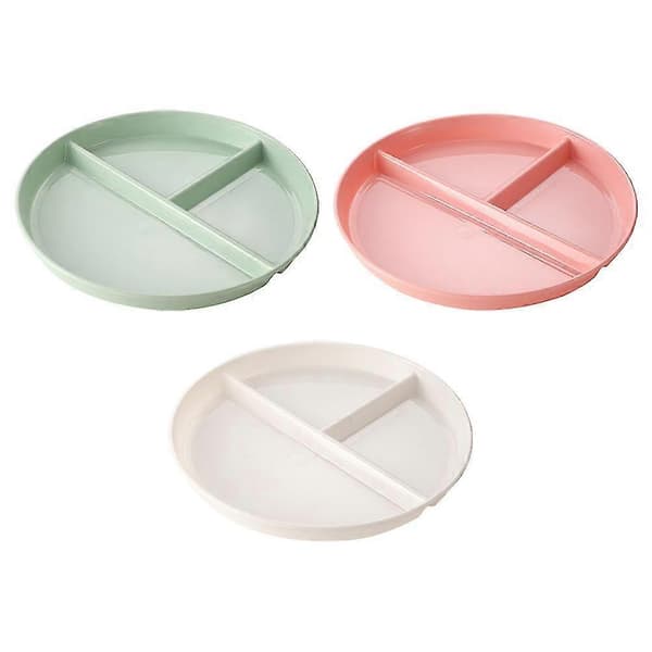 3-pack Portion Control Plates Three-Compartment Fruit Food Plates Divided Dinner Plates for Diet