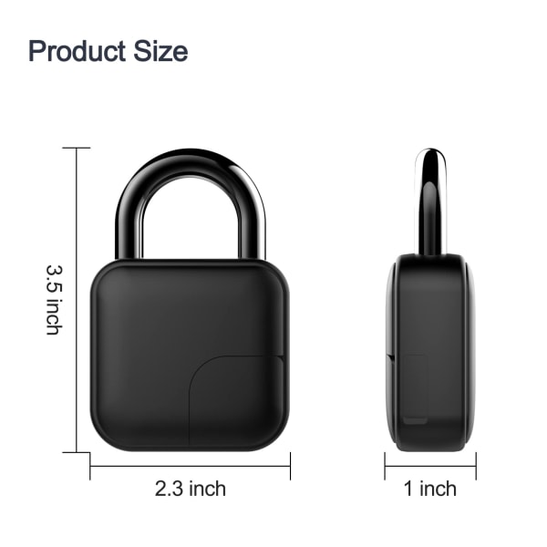 Ny Fingeravtryckshänglås, Bluetooth-lås, med Upplåsning via Telefonapp, Lämplig för Utomhus, Skola, Skåp, Staketdörr, Grinden, Skåp