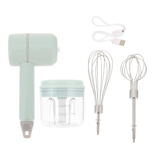 1 Set Två-i-ett Sladdlös Äggvisp Handhållen Vitlöksvisp Elektrisk Mixer Grön 20.5X15X8CM Green 20.5X15X8CM