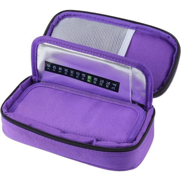 Lämpötilanäyttö Medical Travel Cooler Bag Insuliinin case Diabeettinen kylmälaukku, 8 x 4 tuumaa (violetti - ei jäägeeliä)