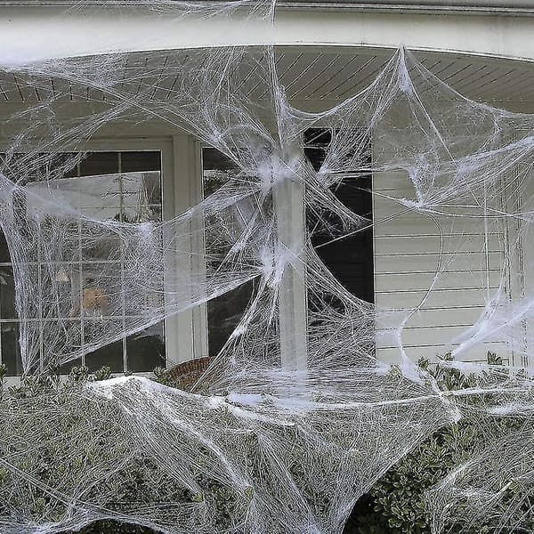 Skummel edderkopp Halloween-dekorasjon edderkoppnett med 30 edderkopper