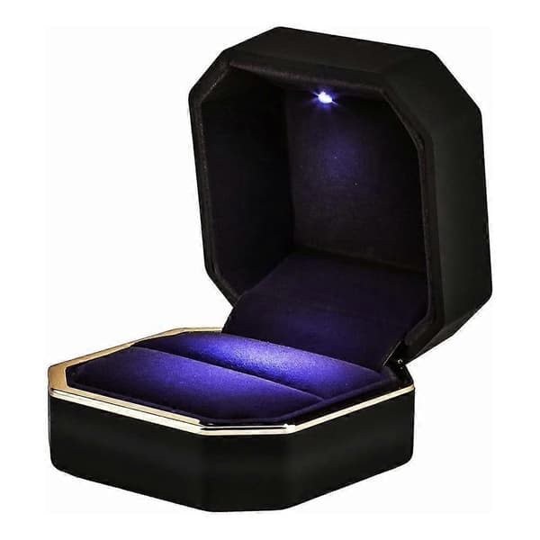 LED-belyst Ring Halsband Förvaringslådor Förlovning Bröllop Present Display Box