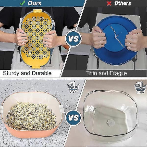 2-pack kökssil och durkslagset, pastasikt för nudlar, sallad, frukt, grönsaker, disk