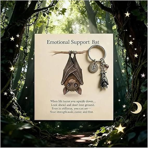 Encouraging Bat Keychain - Thoughtful Handmade Inspirational Keychain Personalized Emotional Support Gift with Bat