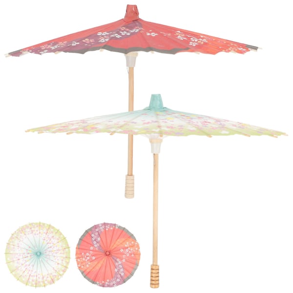 2 kpl Japanilainen tyyli Paperi Umbrellas Pieni Umbrellas Valokuvaus Rekvisiitta Loma Umbrellas Decor30x30cm 30x30cm