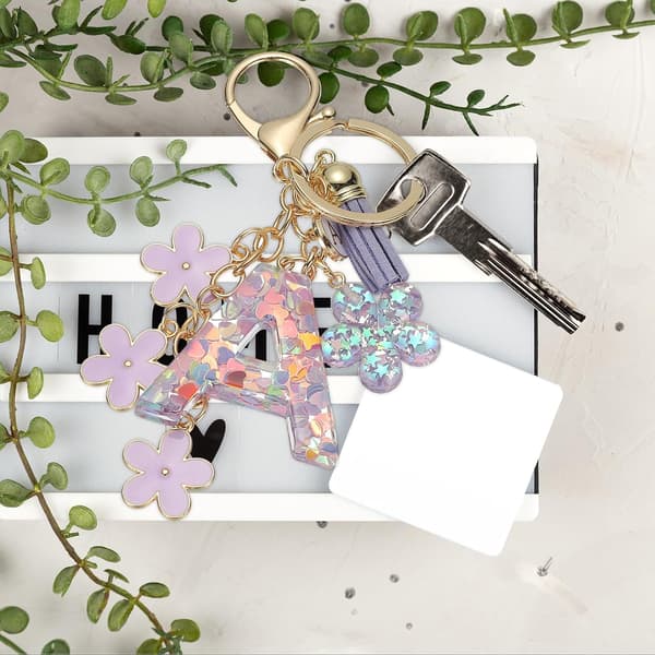Nyckelring med initialbokstav lila color_name Purple