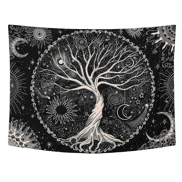 Tree Tapestry Kuu ja Aurinko Musta Seinävaate Psykedeelinen Mandala Tähtitaivas Tapestry Hipp