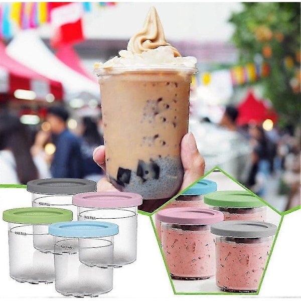 Glass Jars, Glass Containers with Lids, Replacement for Ninja Creami Pints, Compatible with Nc301 Nc300 Nc299amz Series Ice Cream Makers Green