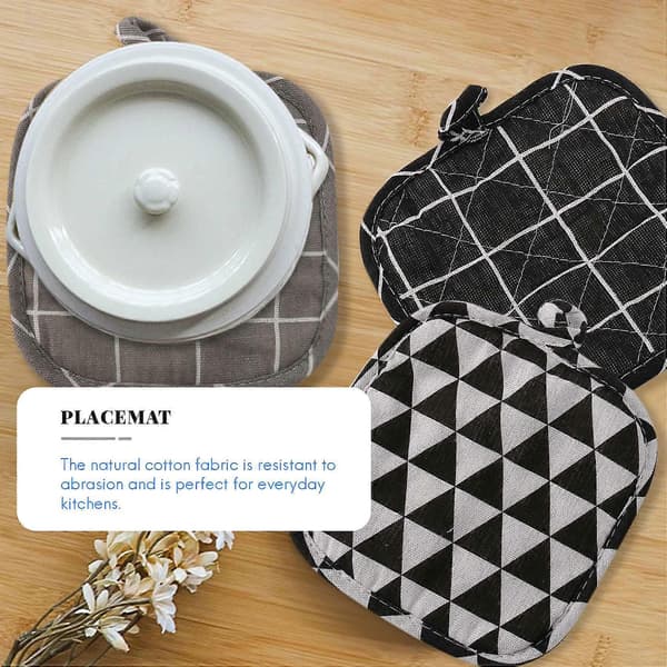 6 Pieces Cotton Pot Holders Machine Washable Heat Resistant Square Pot Holders with Hanging Loop