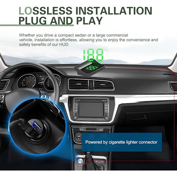 Car Head-Up Display - Universal HD Windshield Projection Speedometer, Compatible with Sedans, Trucks & SUVs (km/h/mph)