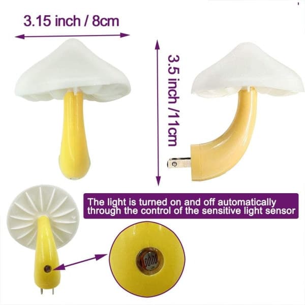 3-pak plug-in LED svampe natlampe med sensor 7 farver