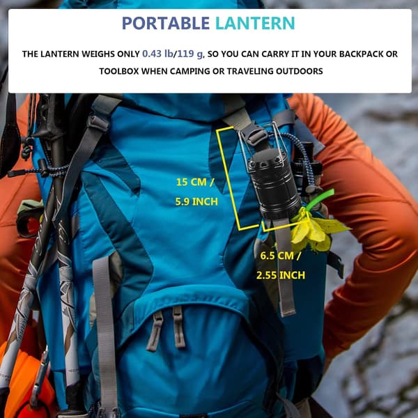 2 x Bærbar LED Campinglanterne med Foldbar Krog, Teltlamper