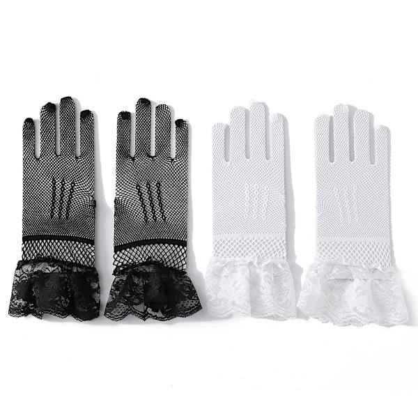 2 par blonderhansker, lange satenhansker, teselskapshansker for kvinner, korte silkehansker, meshhansker, halloweenbryllup
