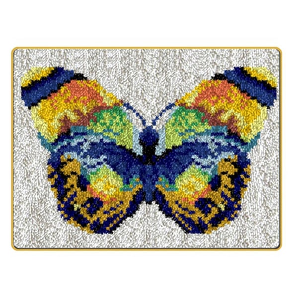 Heklegarnsett, 20,4 x 14,9 tommer sommerfuglteppe som er kompatibelt med nybegynnere