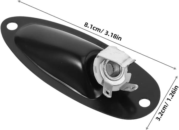 3 stk Svart Båtformet Elgitar Utgangsjack Uttaksplate 6.35mm Pickup Tilkoblingshull