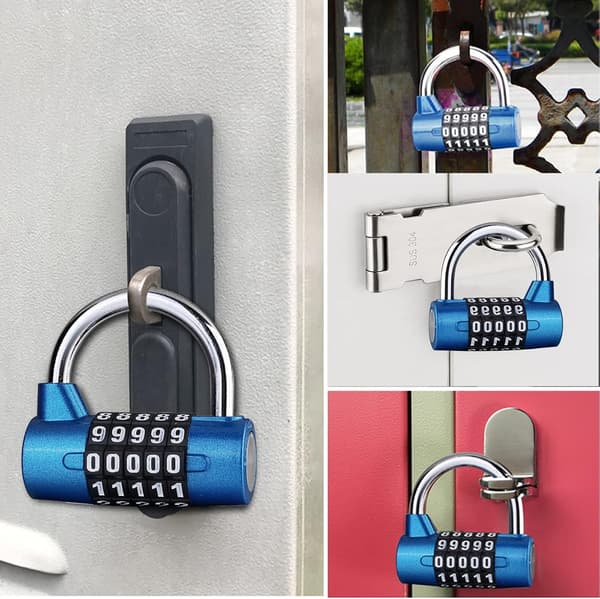 Number Combination Lock, 2 Pcs Gym Lock, Resettable Combination Locks for Cabinets, Toolbox, Fence, Bicycle, etc. Blue