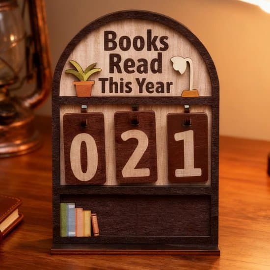 1 Wooden Bookshelf - 18.5 × 12.9 × 5 cm - Annual Reading Log Book - Decorative Annual Reading Tracker - For Displaying Reading Goals - Brown