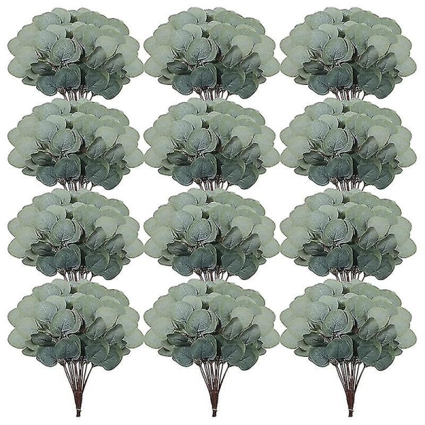 70 stk Eukalyptusstengler Dekor Kunstige Eukalyptusblader Grønt Eukalyptusgrener Faux plantestengler Grønne bladstilker