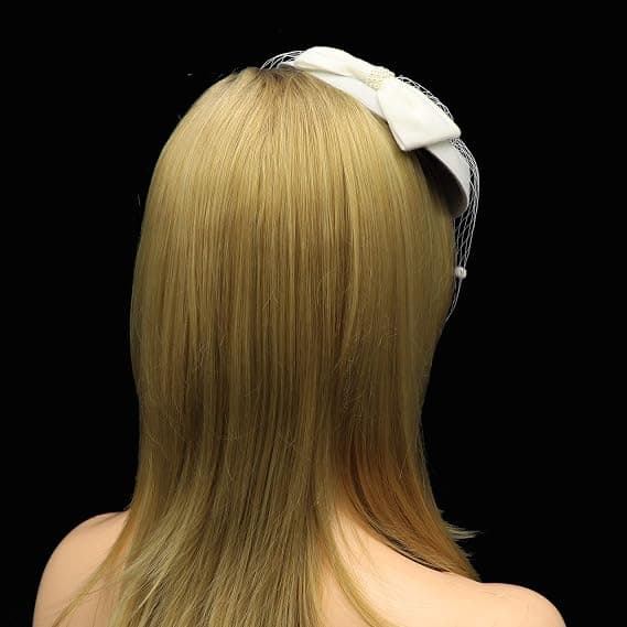 White - Ladies Derby Kentucky Tea Party Wedding Hat with Bow
