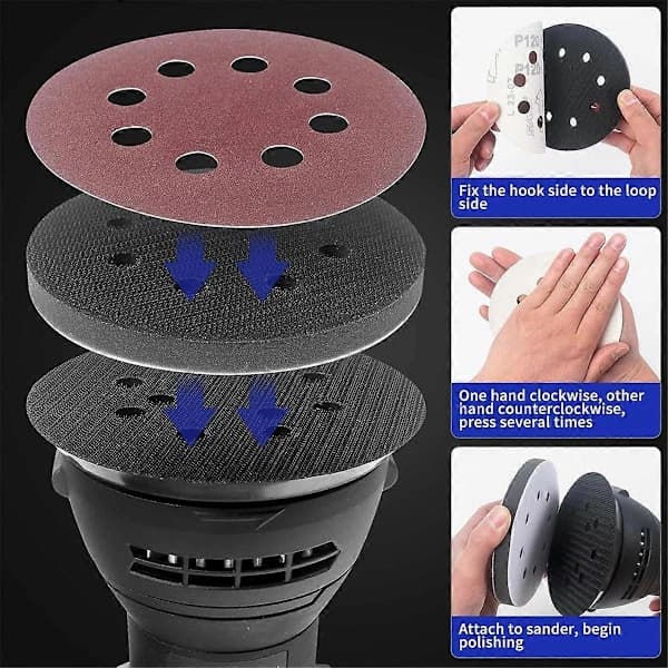 4-pakning skumslipedynor for tilfeldig orbitalsliper, 5 tommer 8 hull tilfeldig orbitalsliper Surfprep skumpute