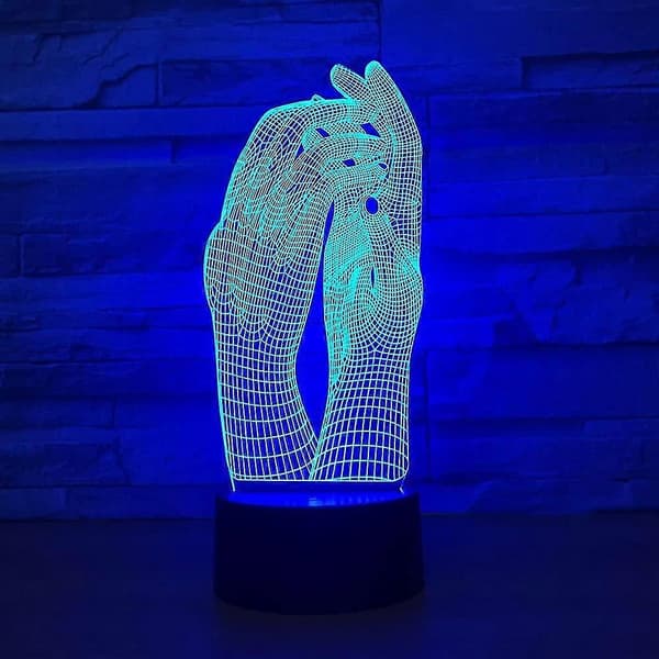 Children's Night Light - 3D Love Both Hands LED Night Light with USB Touch Base, Table Lamp Decoration
