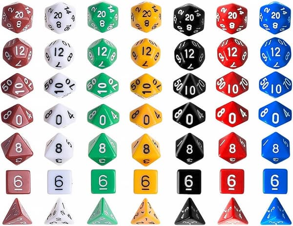 7 x 7 (49 stykker) Polyedriske terninger 7 farver Rollespil terninger Spil