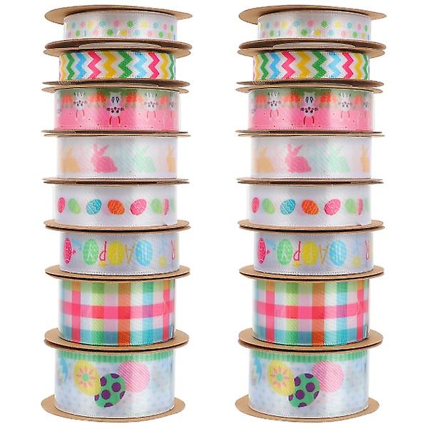 24 Rullar Påsktema Hantverksband Snygga Presentband DIY Hantverksmaterial 16 Rullar 457CM 16 Rolls 457CM