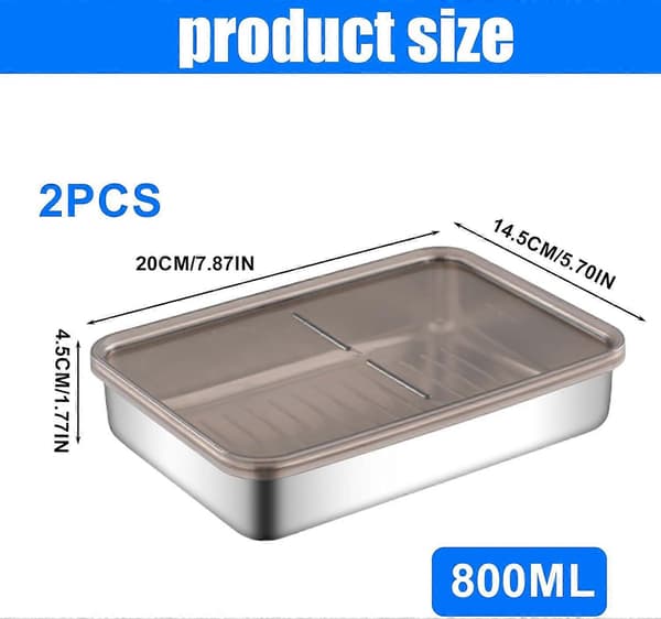 Food Storage Containers with Lids: 2 Stainless Steel Lunch Boxes, Stackable Storage Containers with Airtight Lids