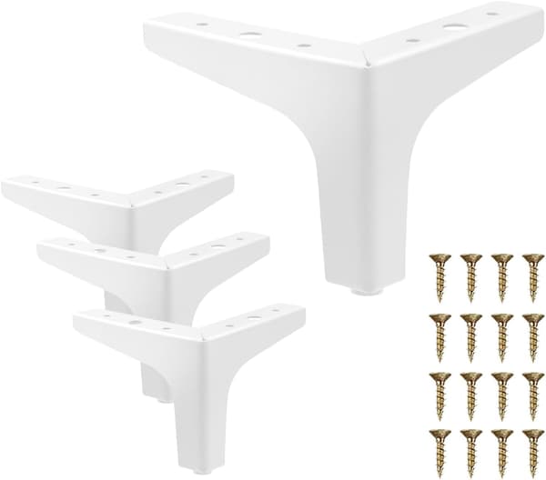 Sæt med 4 hvide møbelben, erstatning for sofa i europæisk stil, 13 cm